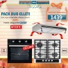 PACK FOUR ENCASTRABLE A GAZ ELLETI +PLAQUE ELLET+HOTTE CANDY 60CM EN INOX (PROMO RAMADAN)